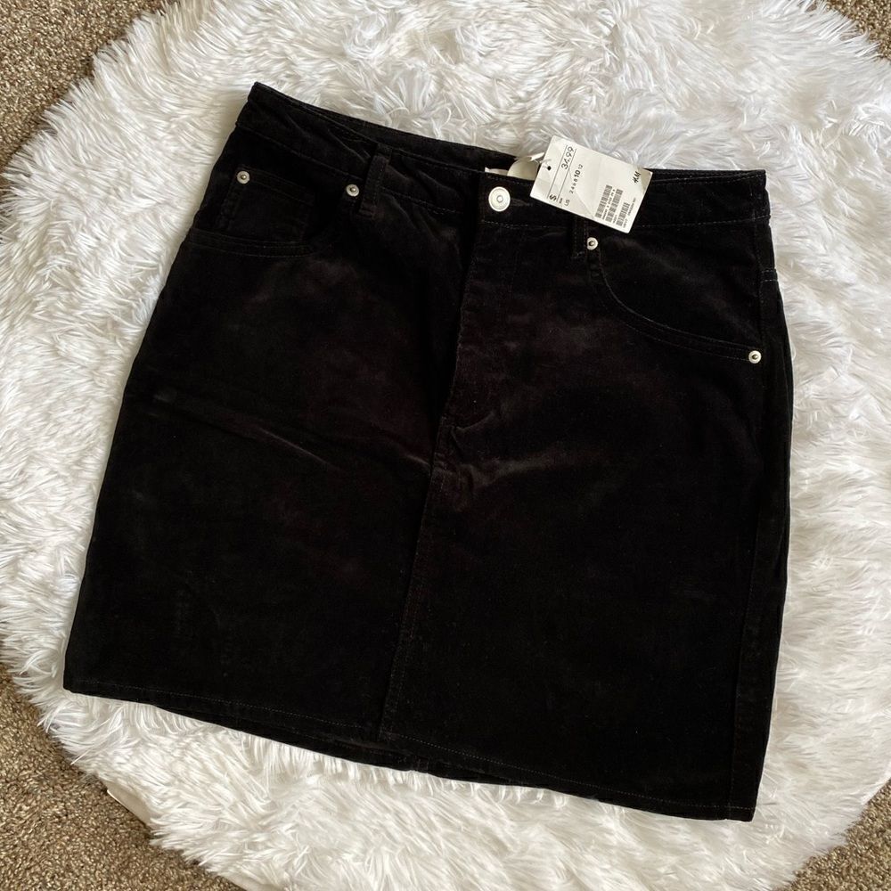 H&M Velour‎ Black Skirt New Womens Size 10